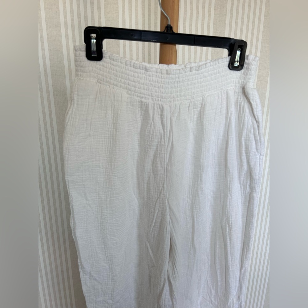 FAHERTY Women's Dream Cotton Gauze Wide
Leg Pant Size Large White NWOT - Picture 7 of 9